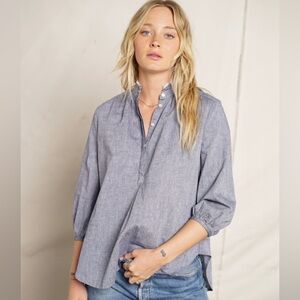 Trovata Birds of Paradise Blue Sara Henley Shirt - Blue Women XS